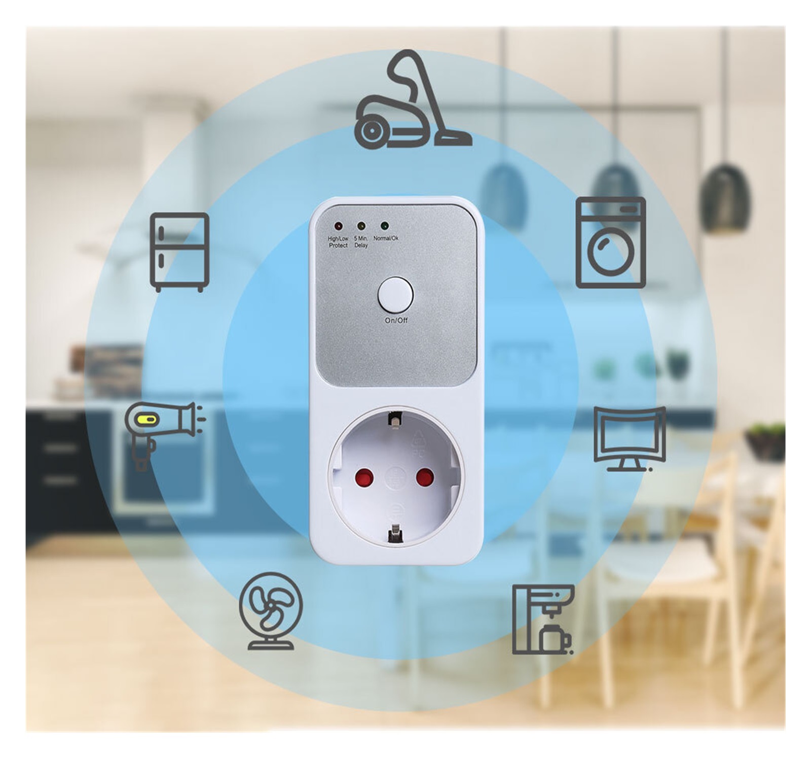 2pcs Surge Safe Protector Socket Voltage Protector Electrical Automatic Stabilizer For Refrigerator Switcher