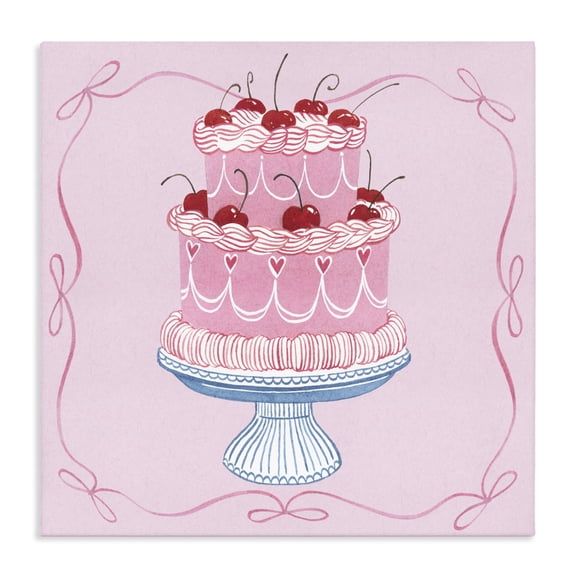 Stupell Industries Glam Romantic Pink Cherry Cake Canvas Art, 17 x 17, by Grace Popp