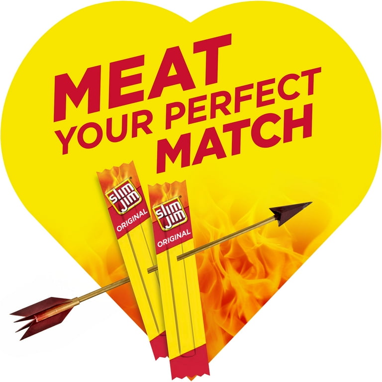 Slim Jim Original Snack Size Meat Sticks, Valentine's Day Heart Box, 0.28 oz. each 8-Count