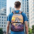 thumbnail image 6 of POLERO White Horse Lavender Design 17 Inch Backpack for Teenagers, Polyester Lightweight with Side Pocket Travel Ruckpack for Work, 6 of 10