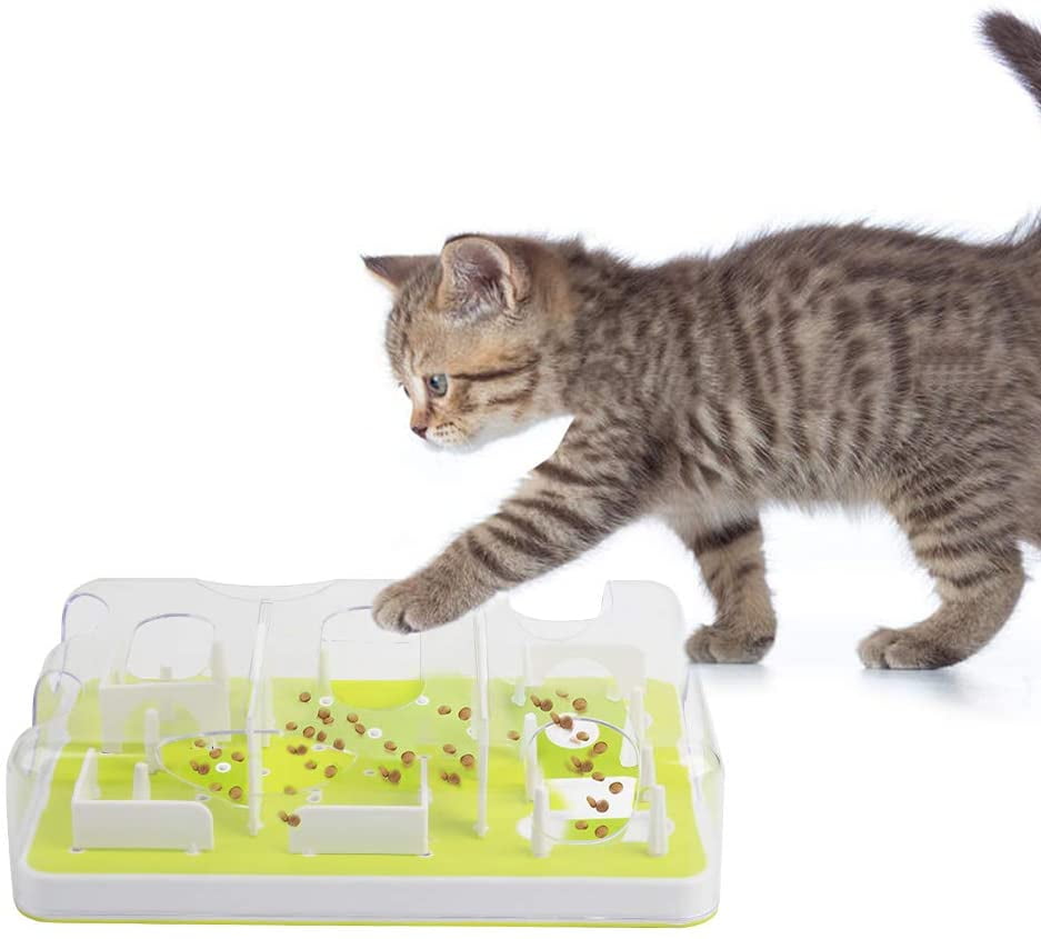 AQluming Slow Feeder Cat Bowl Interactive Cat Toy  Interactive Treat Maze & Puzzle Feeder for Cats Slow Feed Maze Activity Toy for Healthy Eating Diet 