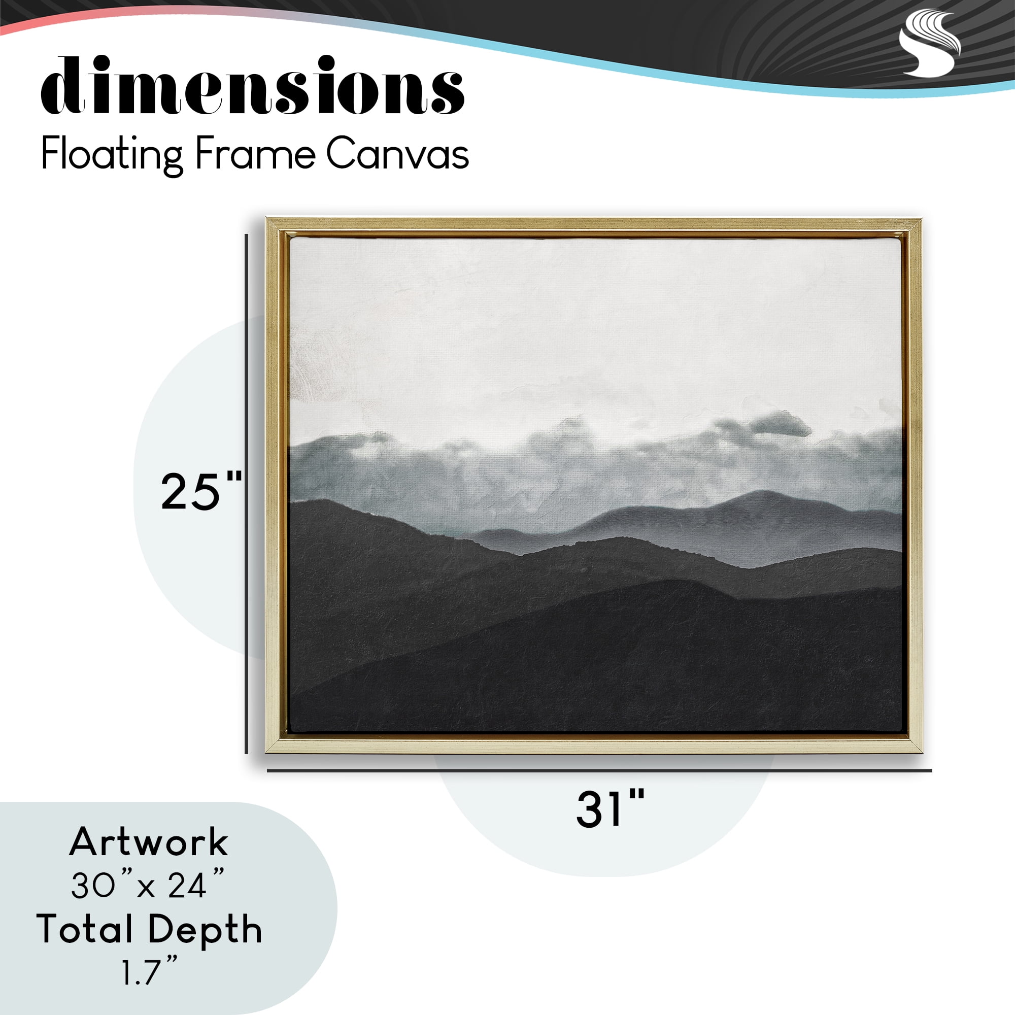 Stupell Industries Layered Foggy Hills Gold Framed Floater Canvas Wall Art, design by Elizabeth Medley
