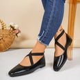 thumbnail image 2 of Women's Square Toe Ballet Flat Shoes Crooss Strap Soft Leather Dance Shoes Slip on Comfortable Dress Shoes Black Size 6.5, 2 of 6