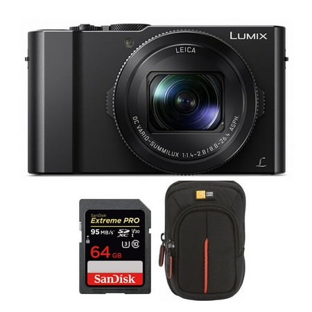 Panasonic LUMIX LX10 20.1MP 4K Digital Camera (Black) with 64GB Card and Case