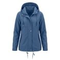 thumbnail image 7 of Winter Hooded Jackets for Women Waterproof Plus Size Long Sleeve Solid Color Lightweight Windproof Rain Jacket with Pockets for Hiking Travel Sport, 7 of 7