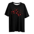 thumbnail image 4 of Valentines T Shirts for Women Plus Size Heart Cute Graphic Tee Tops Crew Neck Valentine's Day Gift Shirts Love Tops, 5XL Black, 4 of 4