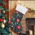 thumbnail image 5 of Floral Poinsettia Christmas Christmas Stockings Berry Christmas Presonalized Large Stocking Sock, Set of 1 Xmas Party Winter Decor Candy Bag Family Holiday Gift, 17.7 Inch, 5 of 7