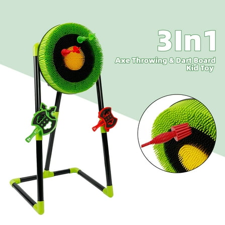 3In1 Axe Throwing & Dart Board Kid Toy Set Backyard Indoor & Outdoor Party Game