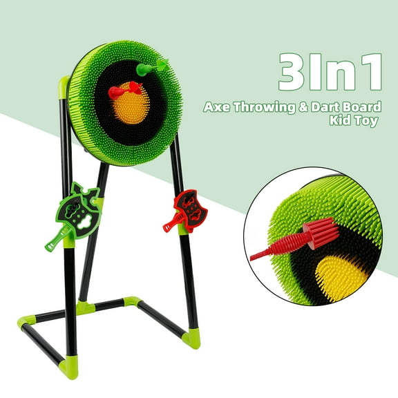 3In1 Axe Throwing & Dart Board Kid Toy Set Backyard Indoor & Outdoor Party Game