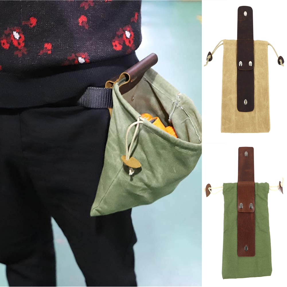 Foraging Fruit Pouch Bag Leather Cover Garden Tools Canvas Bushcraft Bag