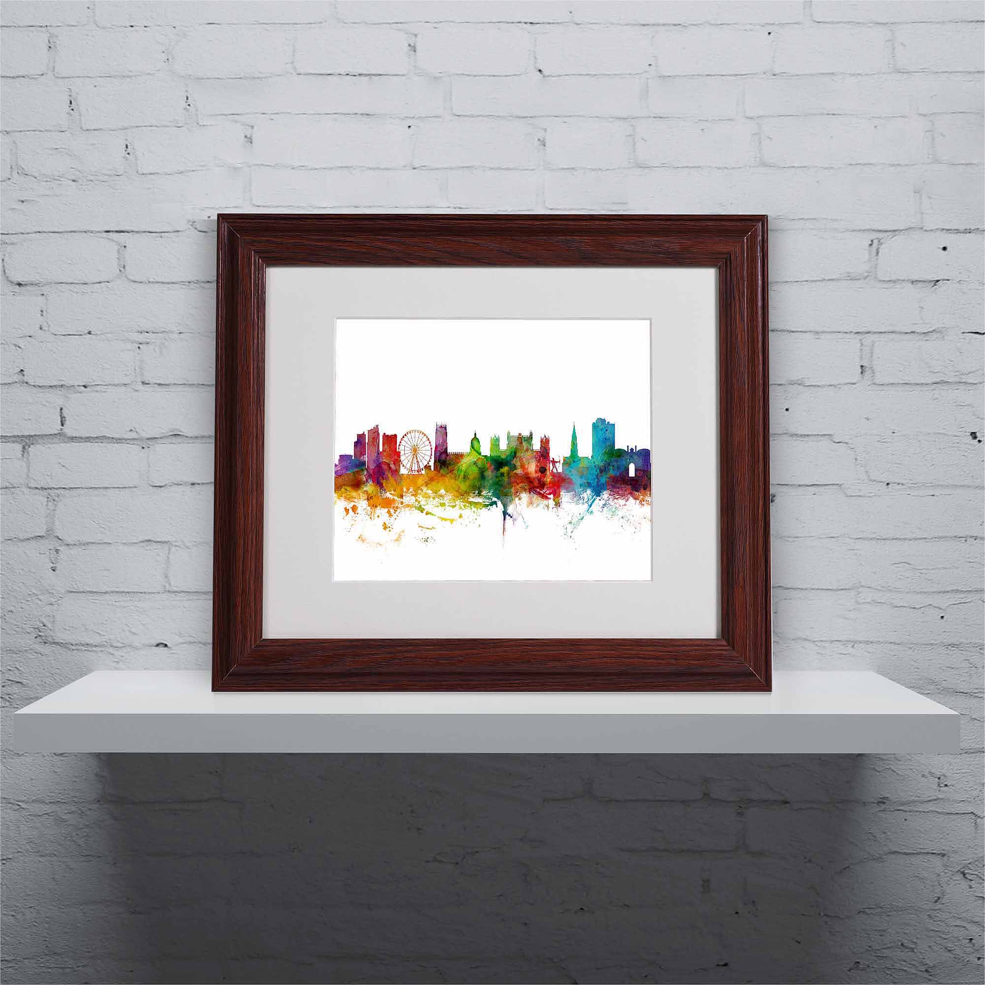 Trademark Fine Art "Nottingham England Skyline II" Canvas Art by Michael Tompsett, Wood Frame