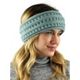 thumbnail image 3 of C.C Cable Knit Fuzzy Lined Ear Warmer Ponytail Pony Headband, Mint, 3 of 3