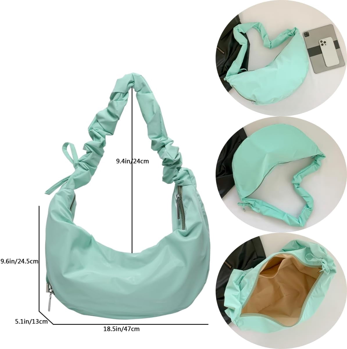 CoCoMangos Large Nylon Hobo Crossbody Bag for Women Sling Crescent Bag Trendy Shoulder Bag Casual Handbag Travel Purse