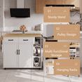 thumbnail image 2 of Rolling Kitchen Island Cart with Drop Leaf,2 Drawers & 3-Tier Spice Racks, Movable Storage Cart with Towel Holder for Kitchen, Dining Room, White, 2 of 4
