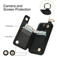 thumbnail image 3 of JTCASES for iPhone 14 Plus Case, PU Leather Lychee Pattern Zipper Purse Finger Ring Buckle Card Slots Stand Shell for iPhone 14 Plus Wear-resistant Shockproof Wallet Cover, Black, 3 of 9