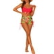 thumbnail image 2 of Conjuntos de bikini con tirantes para mujer, 2 piezas, estampado tropical, pantalones cortos de cintura alta, trajes de baño, talla X pequeña, rojo, 2 of 5