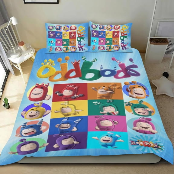 3 Piece Bedding Set For Oddbods Duvet Cover Sets Comforter Cover Set Cute Super Soft Teens Bedding Set Kids Bedroom Gifts,1 Duvet Cover with 2 Pillowcases Twin