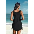 thumbnail image 6 of Bathing Suit Cover Up for Women Crochet Hollow Out Sleeveless Swimsuit Drawstring Tank Dress Black L, 6 of 7