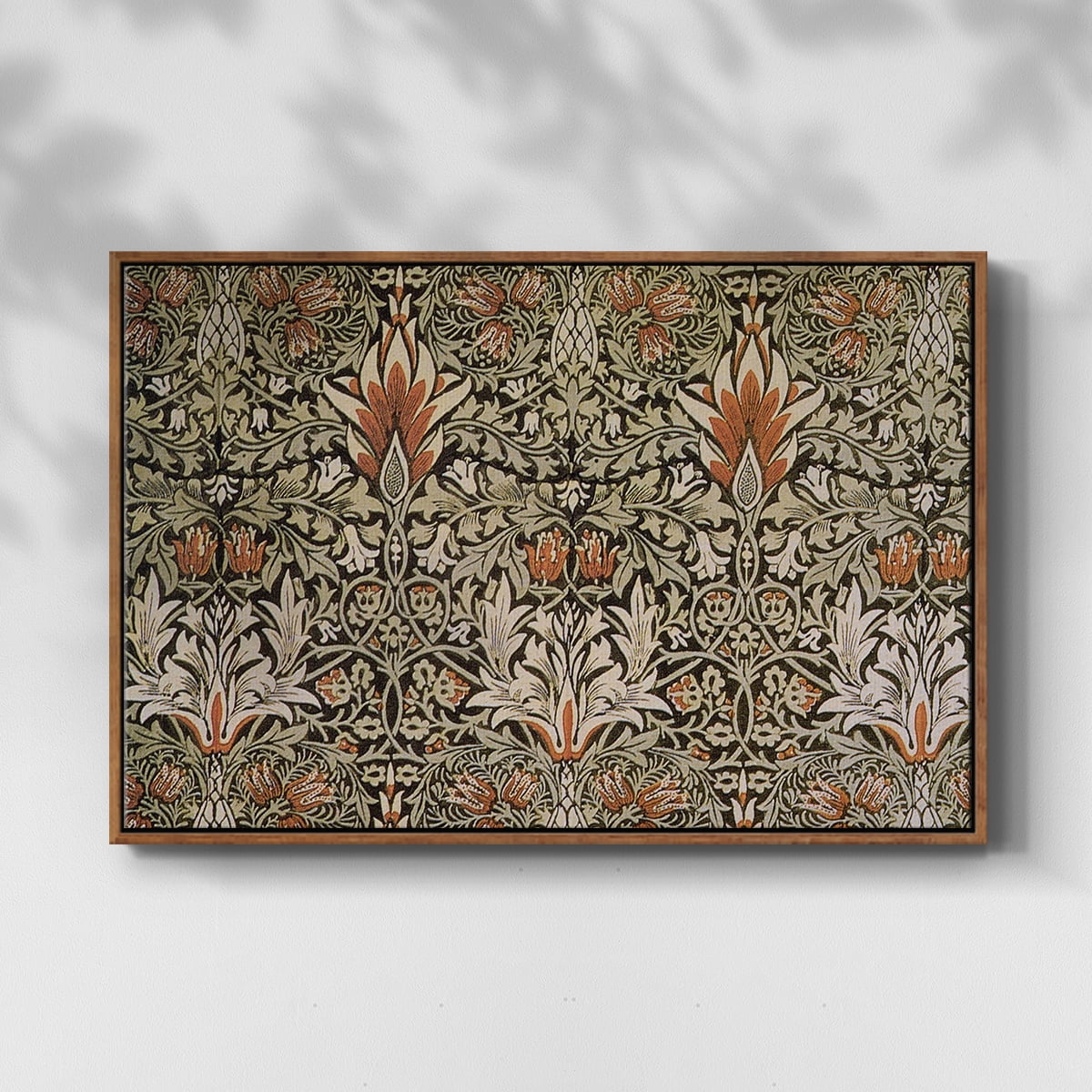 Vintage Abstract Print-LVI Framed in Walnut Wood Gallery Wrapped Canvas 17 in. x 25 in.