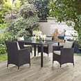 thumbnail image 2 of Modern Contemporary Urban Design Outdoor Patio Balcony Five PCS Dining Chairs and Table Set, Beige, Rattan, 2 of 7