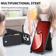 thumbnail image 5 of ZHaobin Crossbody Lanyard Zipper Leather Wallet Case Phone Cover for iPhone 16 14 11 12 13 15 Pro Max Magnetic Card Slot Holder Shell (For iPhone 15Pro Max,black), 5 of 7