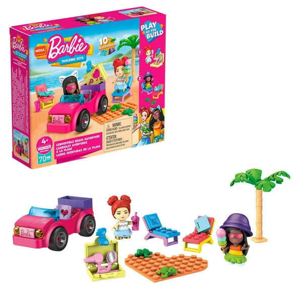 Mega Construx Barbie Convertible Beach Adventure Toy Building Set (70 Pieces)