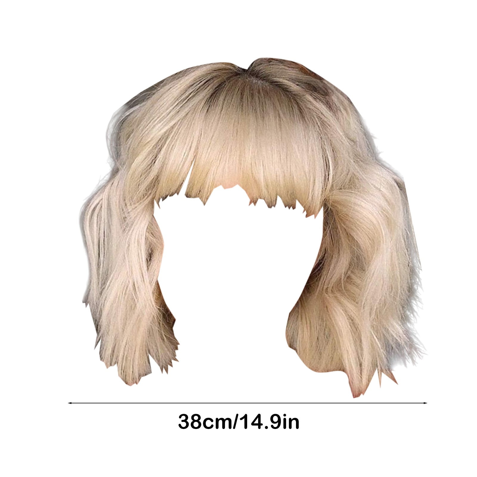 YSGFHGJW Wigs Human Hair,Europe And The United States Wigs For Boys And Girls With Bangs Short Curly Hair Party Available Ripple Multi Color Optional Rose Net Head Styling,White