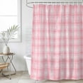 thumbnail image 6 of Polyester Fabric Pink Plaid Shower Curtain, Modern Art Checkered Farmhouse Waterproof Bathtub Curtain Bathroom Decor Set with Hooks 36 x 78 Inches, 6 of 6