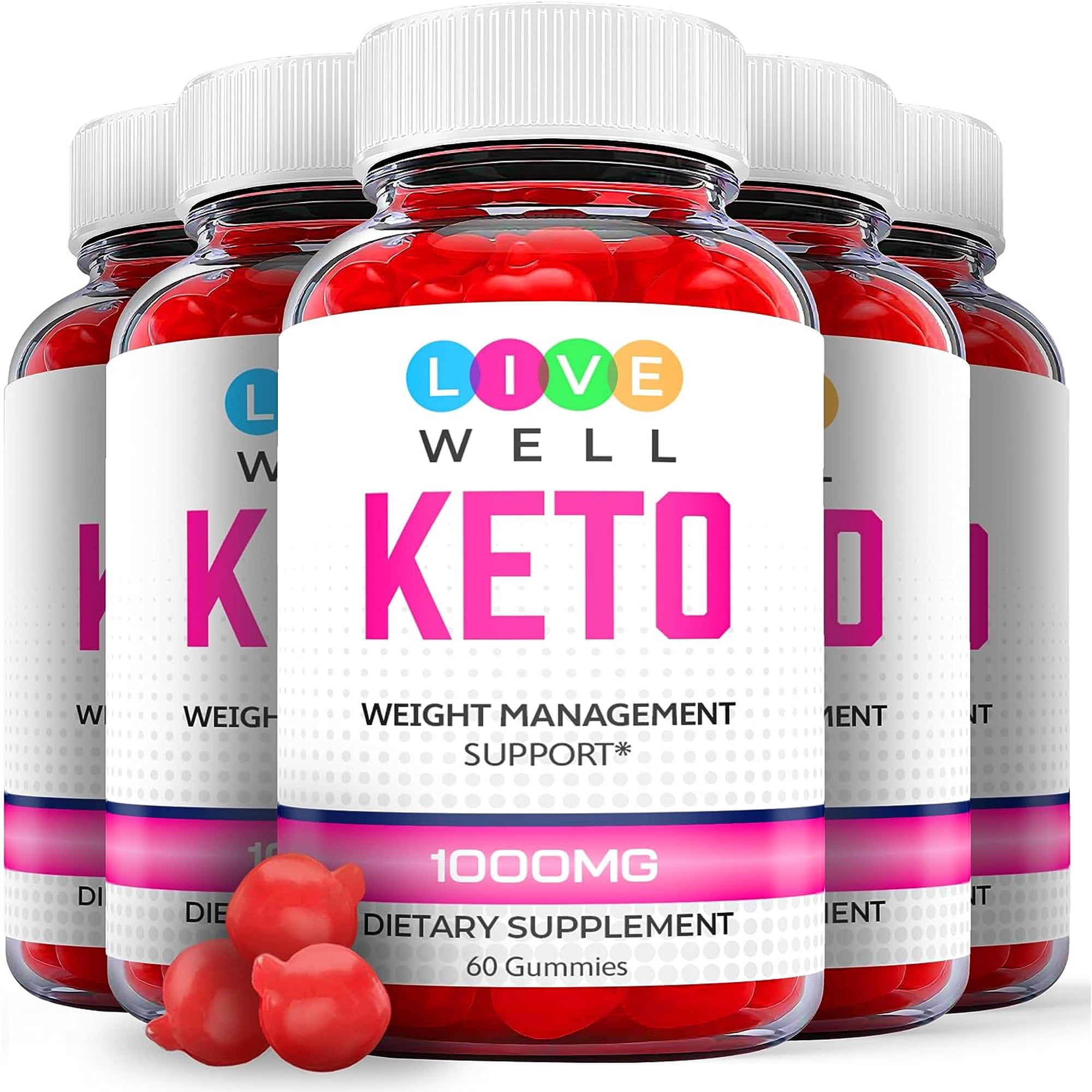 (5 Pack) Live Well Keto ACV Gummies - Supplement for Weight Loss - Energy & Focus Boosting Dietary Supplements for Weight Management & Metabolism - Fat Burn - 300 Gummies
