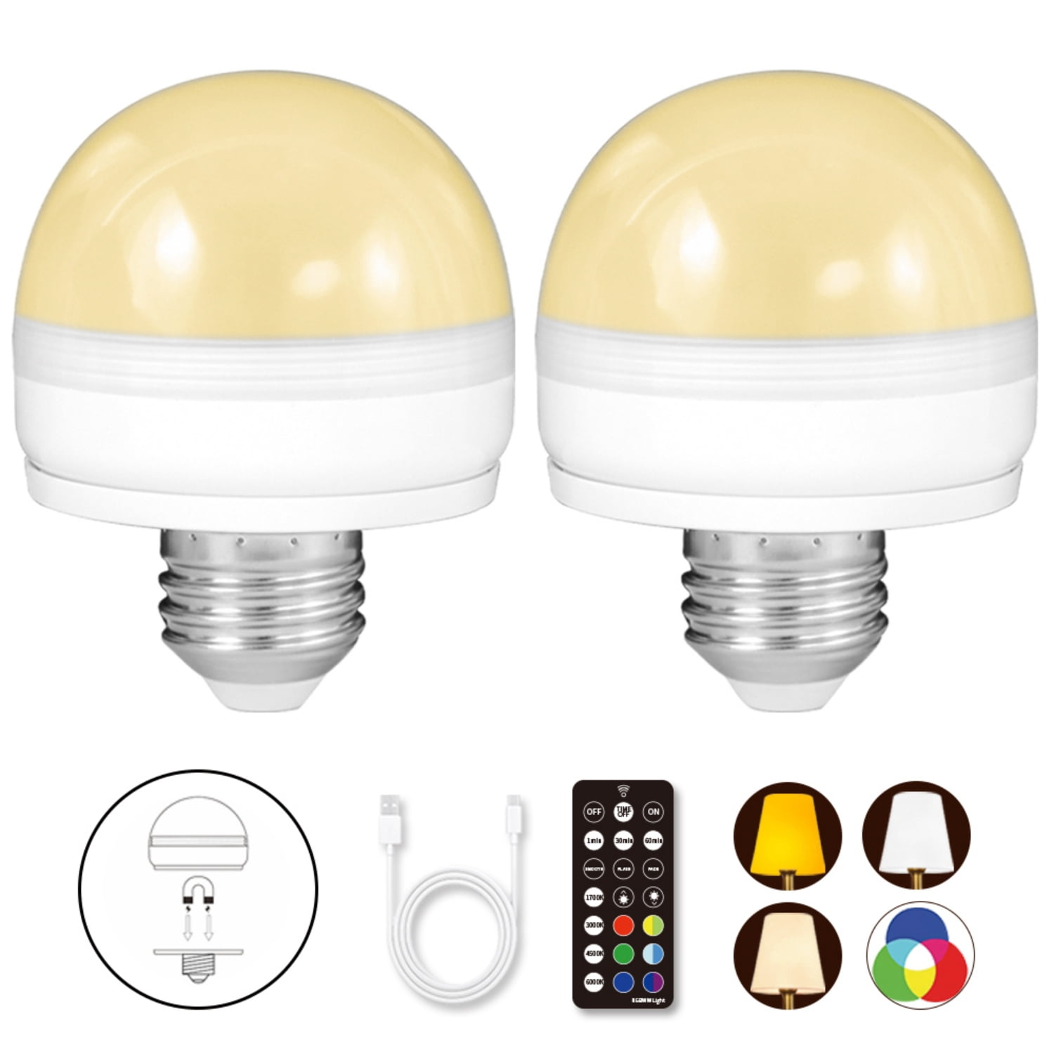BLUEYE LED 6W (40W Equivalent) White Light Bulbs, Dimmable (2 Pack)