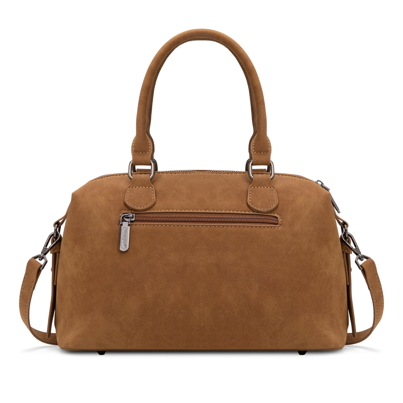 Wrangler Suede Doctor Bag Top Handle Purse Satchel Handbags Suede Crossbody Barrel Handbags for Women, Brown