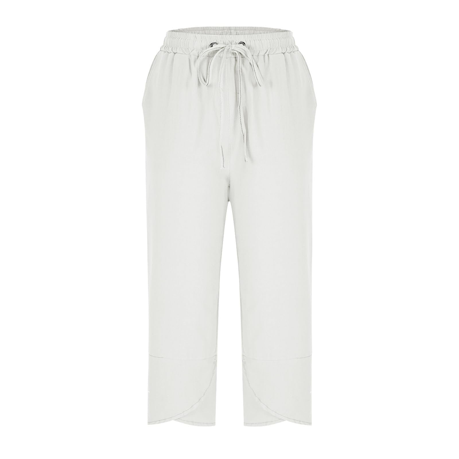 Pantalon Coton Lin Femme Fluide Été Léger Taille Élastique Avec Cordon - Confort Décontracté