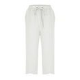 thumbnail image 5 of Jamsmile Women Pants Loose Summer Lightweight Pants Casual Linen Pants Drawstring Waist Solid Color Straight Beach Pants, 5 of 6