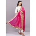 thumbnail image 2 of Dweep Sara White Kurti Set with Pant, Pink Dupatta, Indian Pakistani Women Anarkali Suit Set M/38, 2 of 6