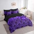 thumbnail image 5 of jejeloiu Vintage Damask Jacquard Bedding Comforter Set 7 Pieces,Pink Bow Knot Full Bedding Set,Purple Monogrammed Z Fitted Sheet Flat Sheet For Girls Boys,Lightweight Room Decor Reversible, 5 of 8