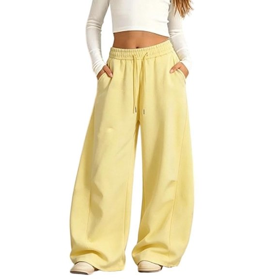 XKHAZA Girls Baggy Sweatpants, Drawstring Barrel Leg Joggers, Trendy Loose Trousers for School & Casual Outings