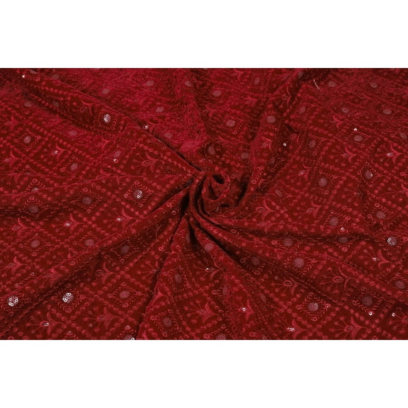 TRILOKI Maroon Velvet Embroidery DIY Arts & Crafts, Sewing, Wedding Dress, Crafts, Inches 44, 38 Work By The Yard