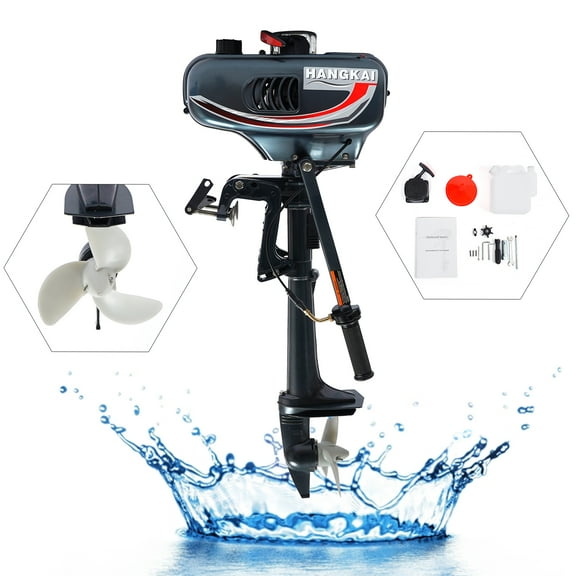 Peakora Portable 3.5HP Gasoline Outboard Motor with Adjustable Tilt and Anti-Vortex Plate for Smooth and Safe Boating