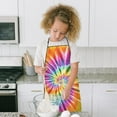 thumbnail image 4 of Colorful Rainbow Tie Dye Spiral Pattern Kids Aprons for Girls and Boys,Adjustable Neck Strap Toddler Aprons for Kids Cooking Baking, 4 of 6