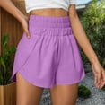 thumbnail image 5 of Bloomae Women's Quick-Dry Running Shorts Elastic High Waisted Workout Active Shorts Side Slit Bottoms Sport Athletic Shorts Purple S, 5 of 8