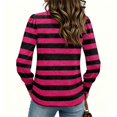 thumbnail image 5 of Stralyhd Striped Tops for Women Button Cuff Long Sleeve Crewneck Fitted Business Casual Pullover Blouses Loose Fall Fashion Outfits Hot Pink M, 5 of 5