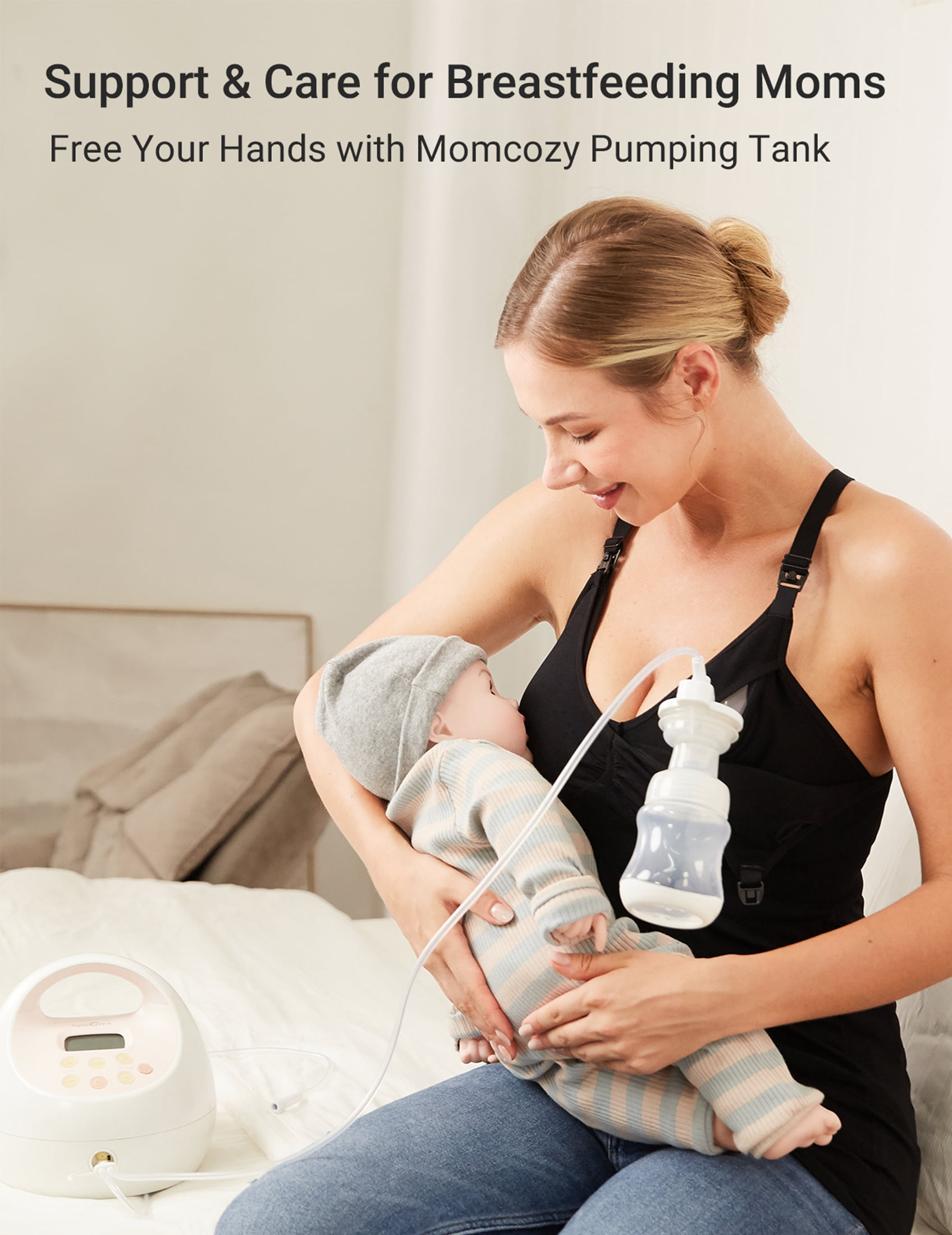Momcozy Hands Free Pumping Bra, Adjustable Breast-Pumps Holding and Nursing  Bra, Suitable for Breastfeeding-Pumps by Lansinoh, Philips Avent, Spectra,  Evenflo and More(Black, X-Large) 