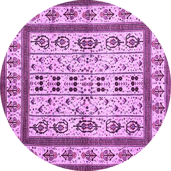 Ahgly Company Indoor Round Abstract Purple Contemporary Area Rugs, 5' Round