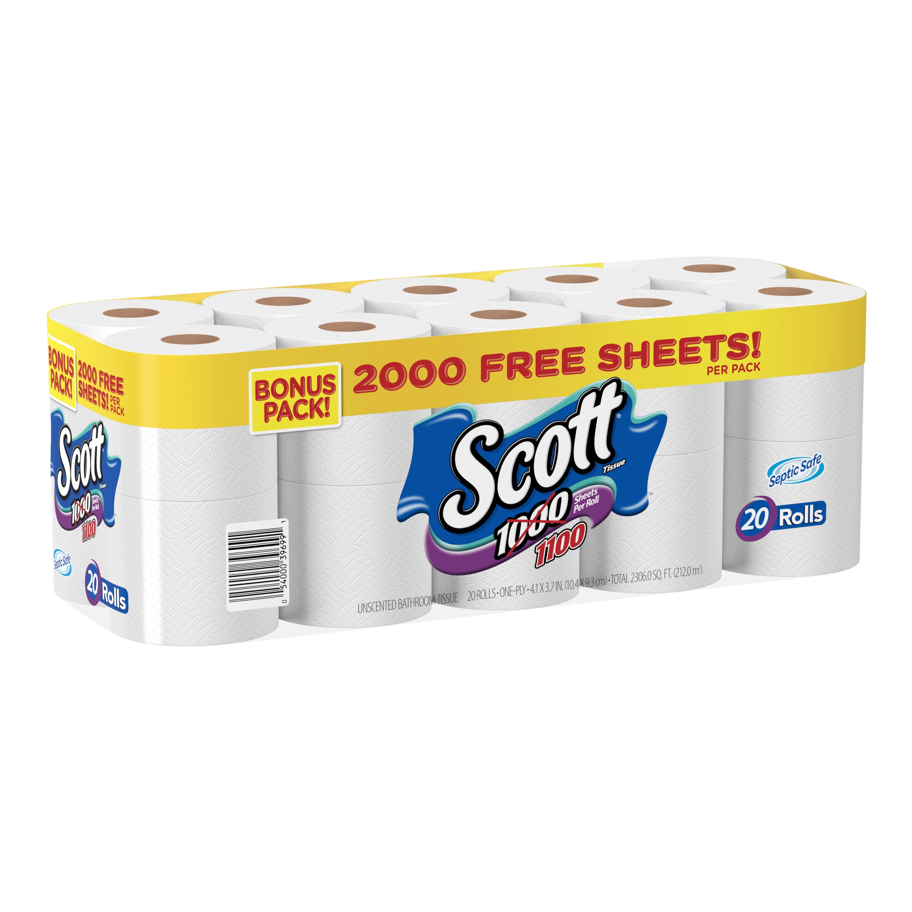 Scott 1000 Toilet Paper, 20 Rolls, 1,000 Sheets Per Roll (20,000 Total)
