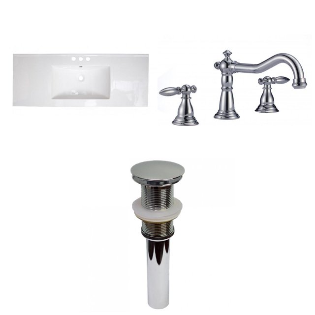 American Imaginations 48.75-in. W 3H8-in. Ceramic Top Set In White Color - Drain Incl. AI-33197