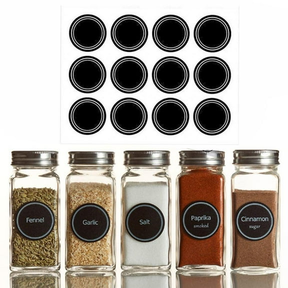 NOVELAR Black Round Sticker, 1.5 Inch Paper Label, Self-Adhesive for Organizing Kitchen Spices and Herbs