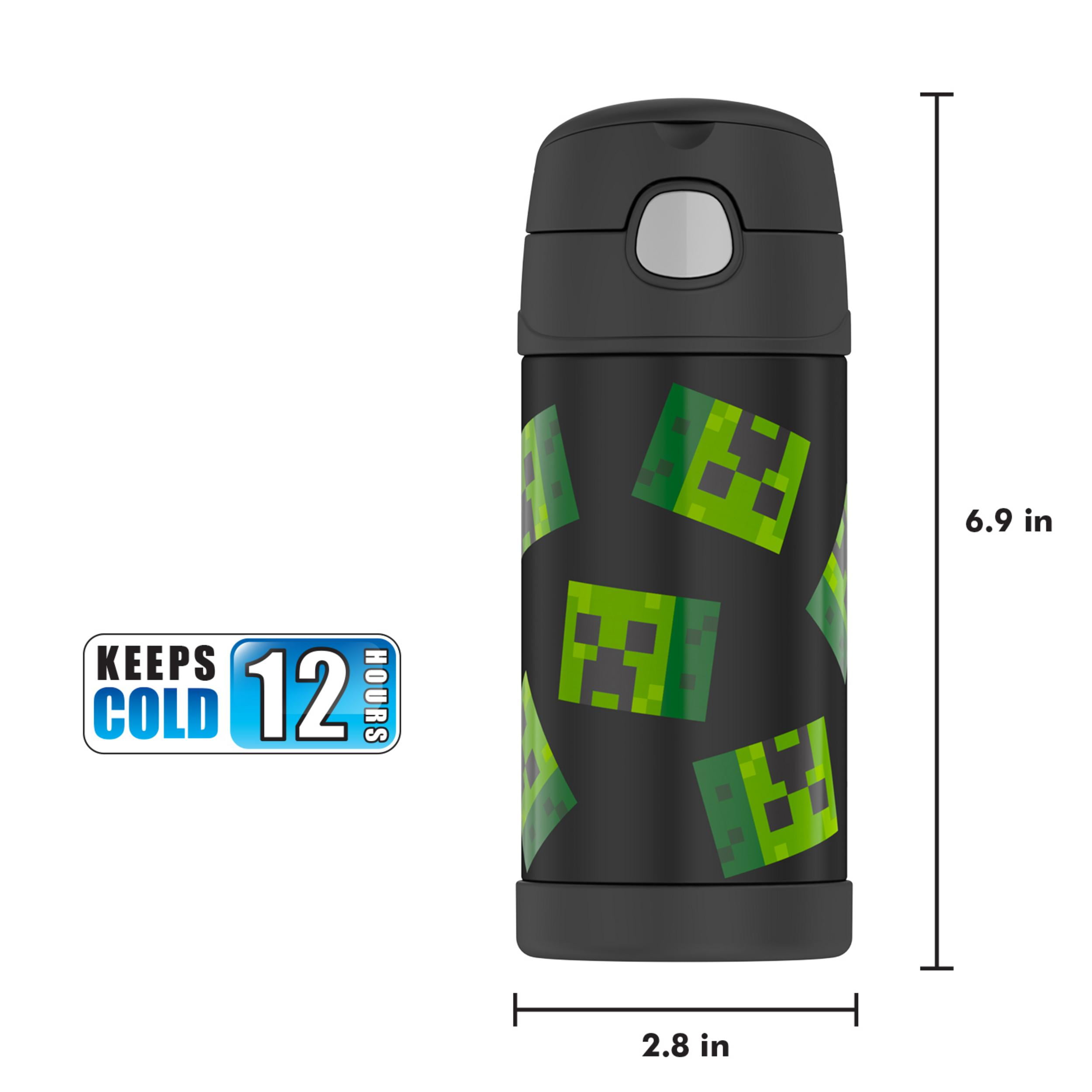 Thermos Funtainer Vacuum Insulated Stainless Steel Bottle With Straw Minecraft 12oz Walmart Com Walmart Com