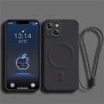 thumbnail image 1 of Liquid Silicone Case For iPhone 15 11 13 16 14 Pro Max Mini XR Xs Plus SE Phone Magnetic Wireless Charging For Magsafe Cover BLACK For iPhone XR, 1 of 6