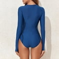 thumbnail image 4 of WXLWZYWL New Long Sleeve Swimsuits for Women - Bathing Suit Rash Guard Modest Surf Solid-Color One Piece Zip Swimwear, 4 of 6