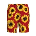 thumbnail image 4 of Wukai Sunflowers On Red Men’s Short Pajama Pants With Pockets Soft Sleep Pj Shorts for Men-, 4 of 6